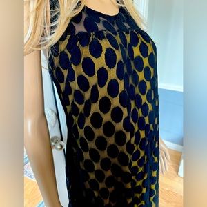 Sleeveless Dress, Black Sheer Top Layer, Yellow, INC, XL